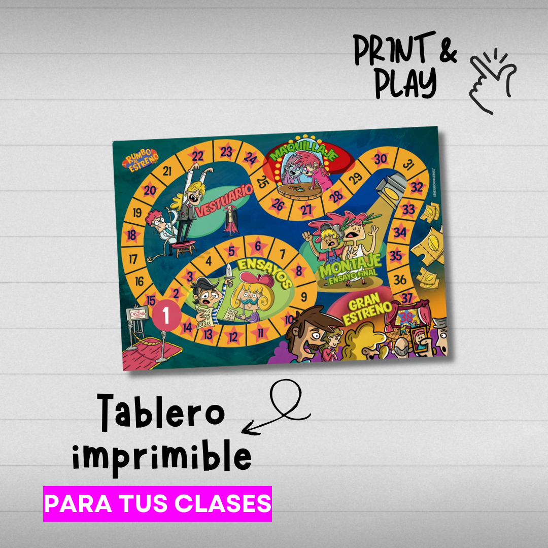 Juego de mesa Rumbo Al Estreno, para usar en clases de teatro