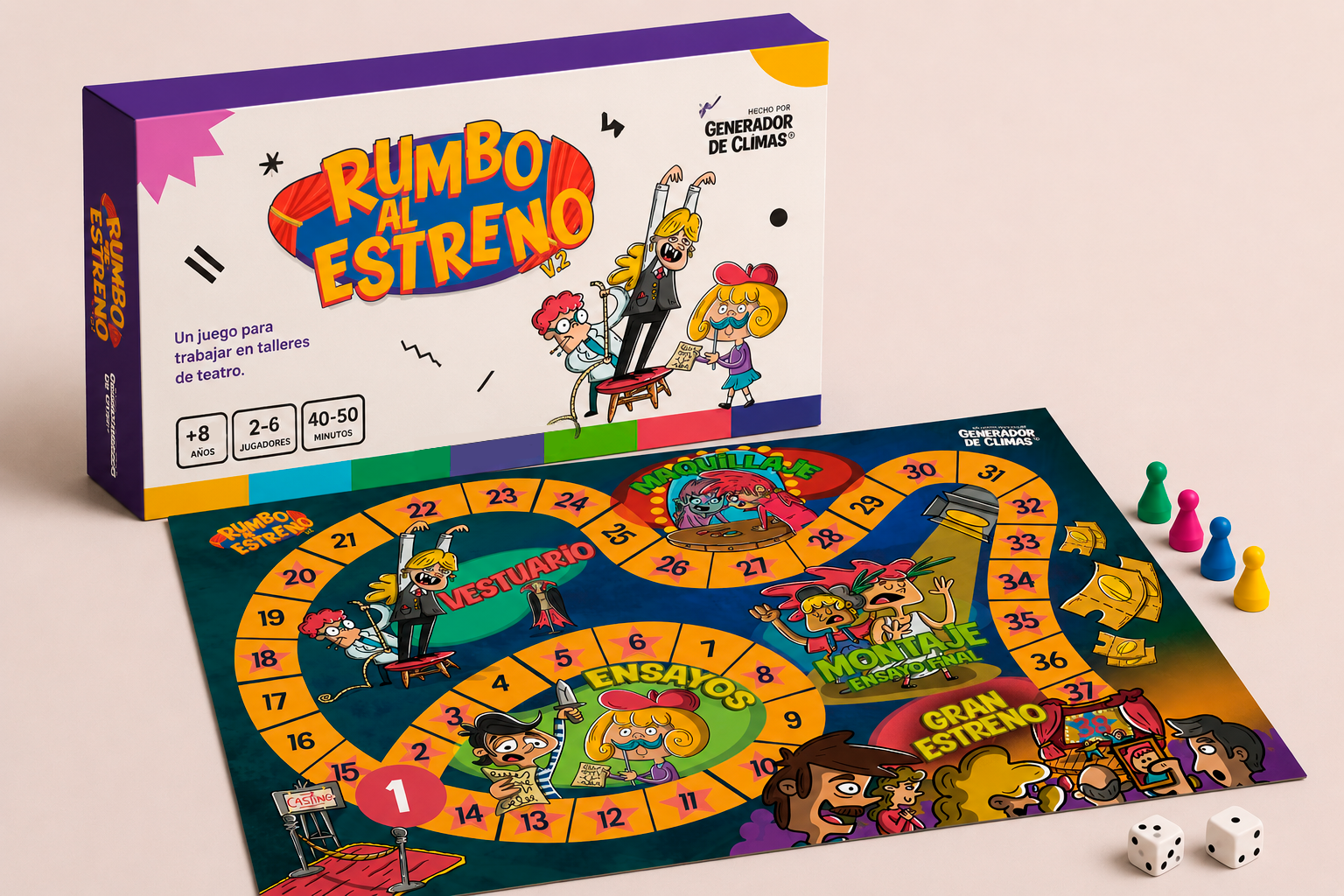 Rumbo Al Estreno V.2 - Juego de Mesa por Juliana Rososzka Ilustrado Emiliano Gregorace