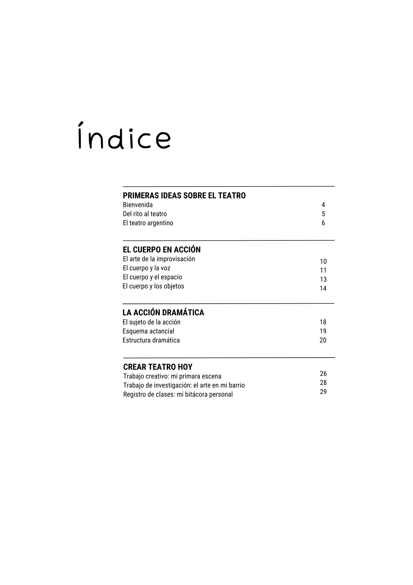 Cuadernillo de actividades teórico-prácticas para aprender a improvisar. Teatro escolar.